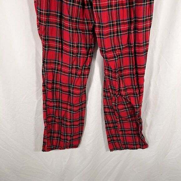 J. Crew Sleep Pants Men's Large Red Plaid Drawstring Pull On Pockets KRW Cotton - Picture 9 of 10